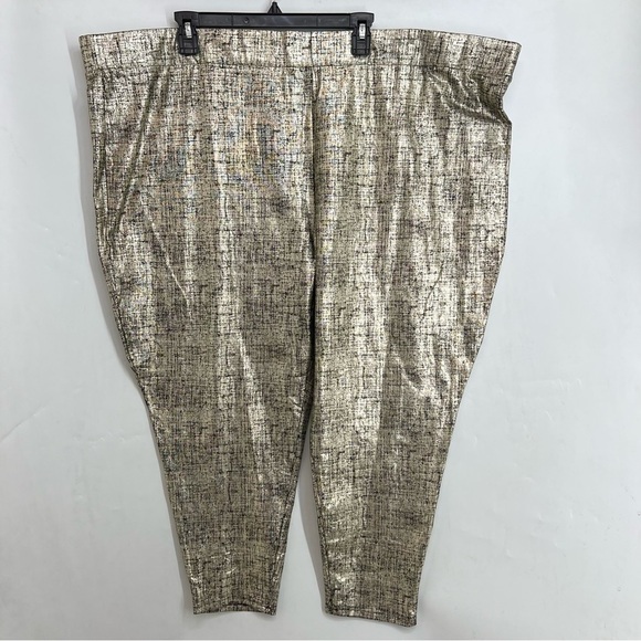 TORRID Metallic Foil Crosshatch Gold Leggings Plus Size 6 6X - Picture 2 of 4